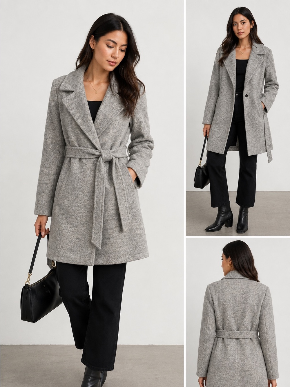 Dynamite Gray Women's Wrap Coat